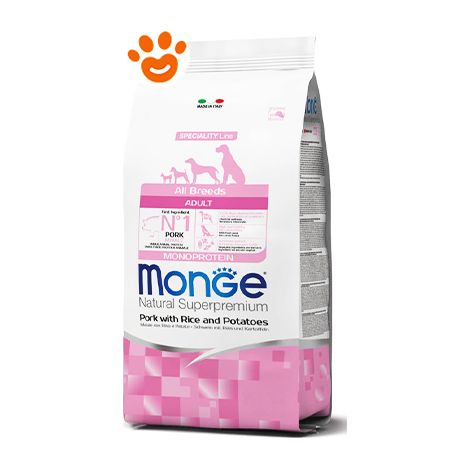 Monge Dog Natural Superpremium All Breeds Puppy &amp Junior Monoprotein Maiale, Riso e Patate  - Monge Dog Natural Superpremium All Breeds Puppy &amp Junior Monoprotein Maiale, Riso e Patate - Sacco D (1/2)