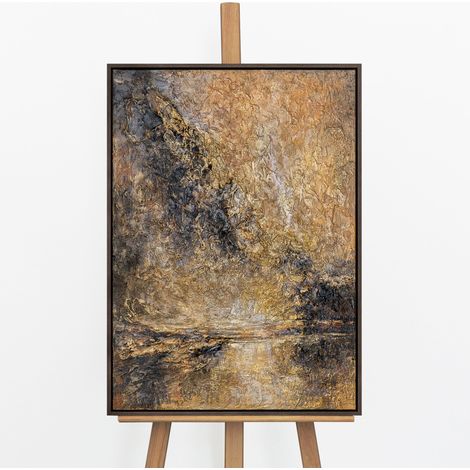 Gemälde Goldener Strom Rahmen Grau 70x50 cm (1/5)