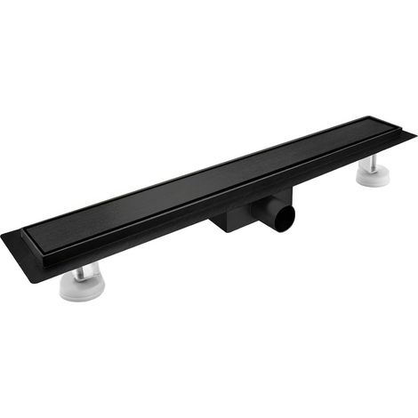 Caniveau de Douche Extra Plat 70cm,Acier Inox, Noir,Drainage Rapide  Caniveau de Douche avec siphon à bloqueur d'odeurs et filtre à cheveux，Caniveau Douche Extra Plat (1/5)