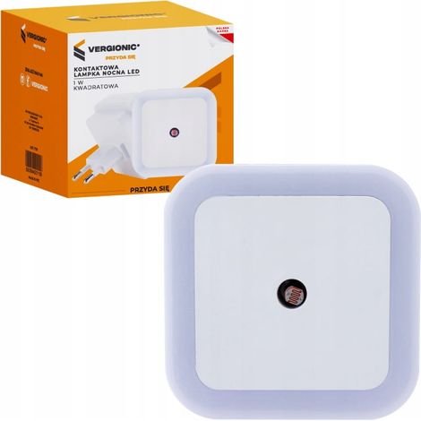 Lampada notturna a LED a contatto, 6,5x6,5 cm, 220 V con sensore crepuscolare (1/5)