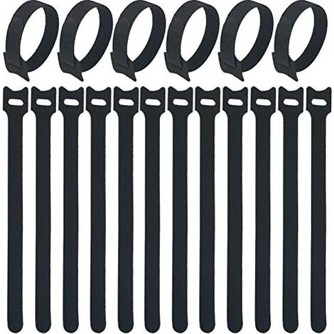 Attache Cable,100 Pièces Serre Cable Sangle Rangement Serres-Câbles Autoagrippantes Attache-Câbles Réglables Réutilisables Taille 12mm x 20mm Sangles de Câbles - (1/5)