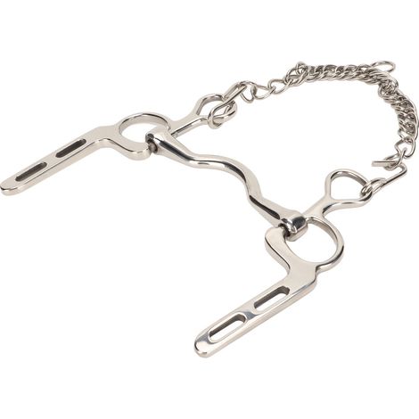 Mors de cheval en acier inoxydable antirouille, facile à contrôler, avec rouleau, crochet et chaînette, idéal pour les élevages. (1/5)