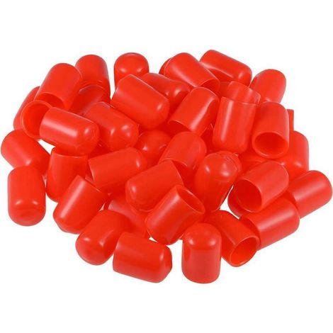 200 embouts en caoutchouc, capuchons de boulons pour tuyaux ronds en PVC de 12 mm de diamètre intérieur, protecteurs de filetage, rouges. (1/3)