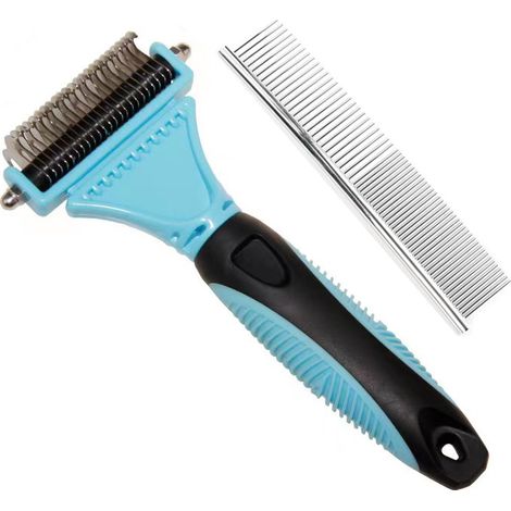 Brosse Chien, Brosse pour Chats, Peigne anti Poils Animaux, Râteau de Toilettage - Enlever 96% des Poils Morts et Nœuds, Déméloir Professionnel pour les poils longs/courts (1/5)
