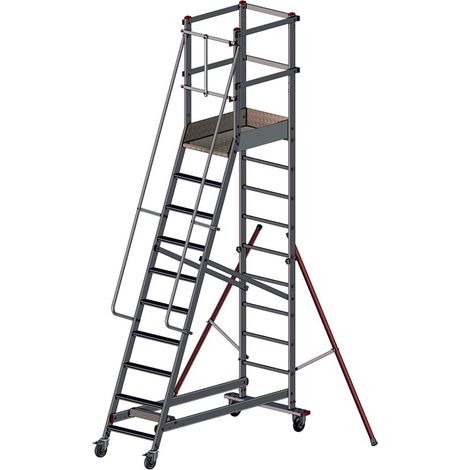 PROVOST - Escabeau sécurisé en aluminium monobloc à 10 marches - Hauteur de travail 4,5 m (1/4)