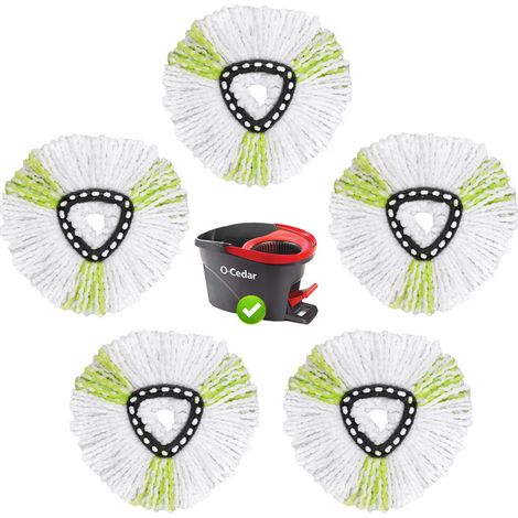 Lot 5 Têtes Balai Serpillère 2en1 – Recharge Vileda Turbo Vert+Rouge