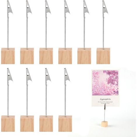 10 Pcs Porte Photo,Porte Photo Pince,Mémo et Porte-clips Message, Porte Photo Mémo Clip avec Pince Crocodile et Base en Pin,Convient pour la Décoration de Bureau,Mariage,Fête,Maison (1/5)