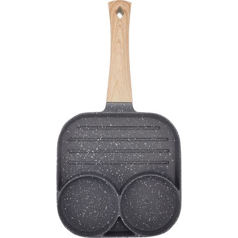 Poêle à frire antiadhésive 4 trous résistante à la chaleur, idéale pour les omelettes, les crêpes et les hamburgers. Accessoire de cuisine compatible avec les plaques de cuisson à gaz et à induction. (1/5)