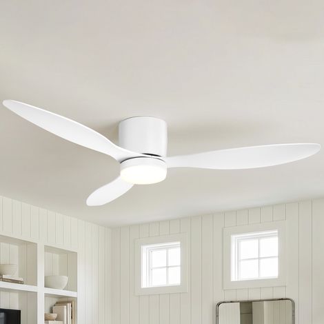 Parrot Uncle 132 cm Deckenventilator mit Beleuchtung, LED-Licht, DC-Motor, Fernbedienung, 6 Geschwindigkeiten, dimmbares Licht, Sommer-Winter-Funktion Weiß