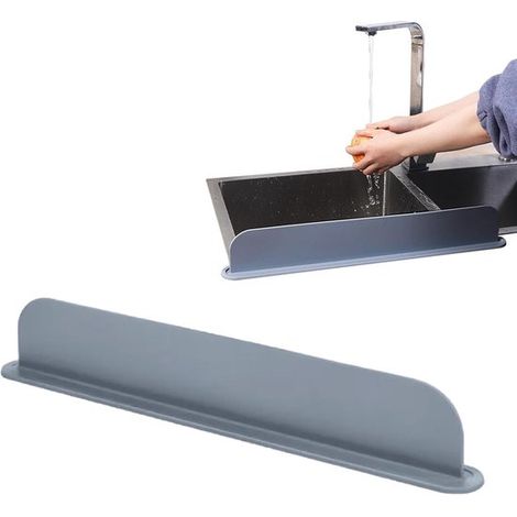 Protector de silicona para fregaderos de cocina, tapetes reutilizables para secar encimeras y protectores contra salpicaduras, tapetes impermeables para grifos, color gris