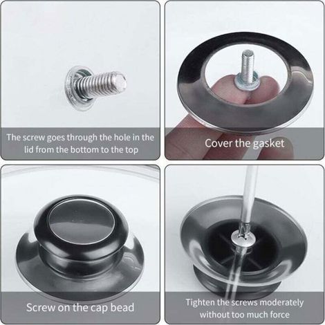 4pcs Poignées de couvercle de casserole - Acier inoxydable et bakélite Ergonomiques et résistantes à la chaleur - Cuisine (1/4)