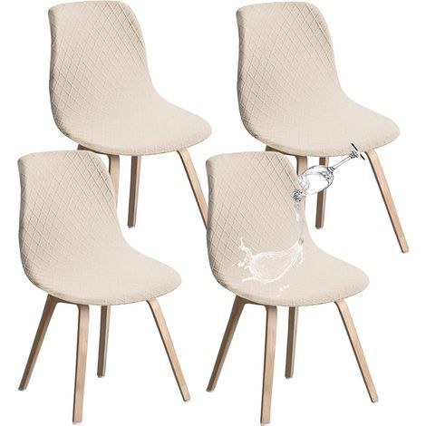 Lot de 4 Housse de Chaise Extensible,Housses de Chaise de Salle à Manger Amovible Lavables,Universel,Durable,Moderne pour Salle à Manger,Hôtel,Décor,Mariage(Beige)