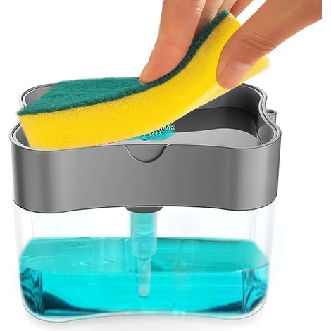 Distributeur De Liquide Vaisselle - Avec Porte-éponge Intégré - Pour Comptoir Cuisine - 2 En 1 - 1 Pièce (1/5)
