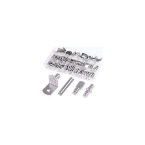 Lot de 120 chevilles de support d'étagère en métal – 4 styles pour meubles – Haute capacité de charge – Pour bibliothèques et placards (1/5)