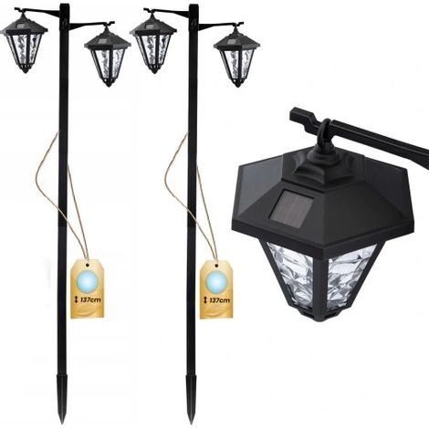 2x Solar-Laternen-LED-Gartenlampe, 137 cm hoch
