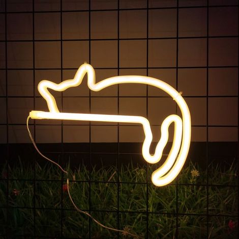 Cat LED signe décoration murale chat personnalisé enseigne au néon USB enseigne au néon pour chambre magasin chevet salon fête décoration murale (1/5)