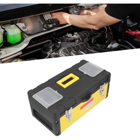 Grande boîte à outils portable, boîte de rangement pour quincaillerie et matériel électrique en plastique et en fer, boîte de rangement pour outils de réparation en plastique, boîte de rangement pour (1/5)
