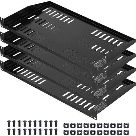 VEVOR Ripiano per Mensola Server 1U, 4 Pezzi, Portata 22,68 kg, Mensola Ventilata a Sbalzo, Montaggio a Parete o Mensola con Vassoio, Buona Circolazione dellAria per Apparecchiature di Rete 482 mm