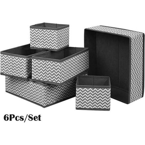 Ensemble de 6 boîtes de rangement pour sous-vêtements en tissu non tissé, boîte de rangement pliable (4 pièces), boîte de rangement pliable (très populaire) (1/5)