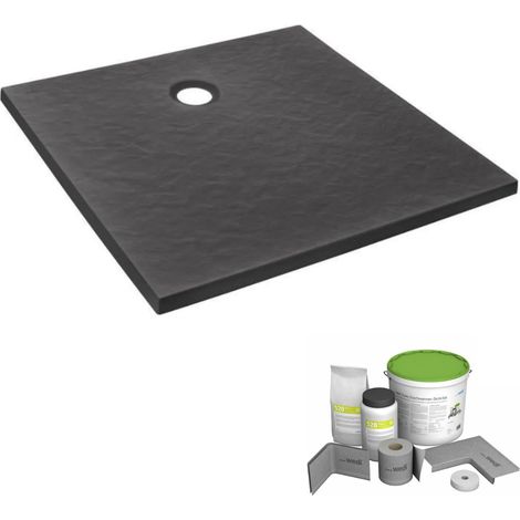 Pack receveur de douche 90 x 90 JACOB DELAFON Ipso carré gris anthracite + Kit d'étanchéité WEDI (1/5)