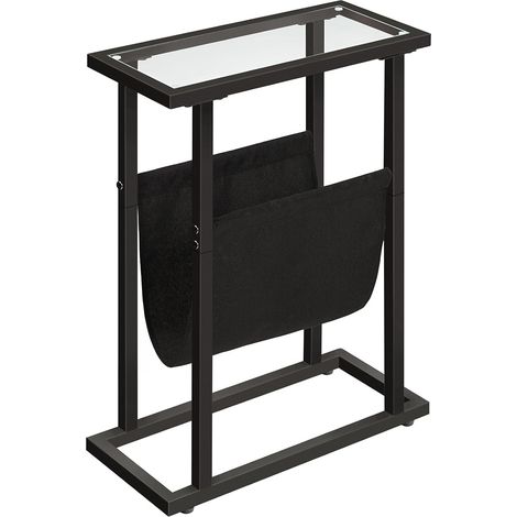 Table d'Appoint Dorée, Étroite et Mince en Verre Trempé, Petite avec Porte-revues, pour Salon et Chambre, Noir EBK78BZ01 (1/5)