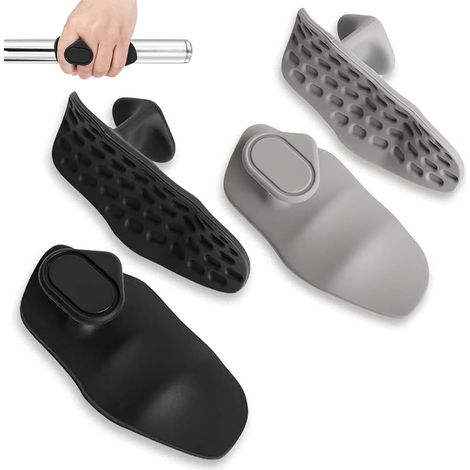 Protección de manos para levantamiento de pesas, 2 pares de empuñaduras antideslizantes para entrenamiento con pesas, dominadas, fitness y entrenamiento cruzado, color negro y gris. (1/5)