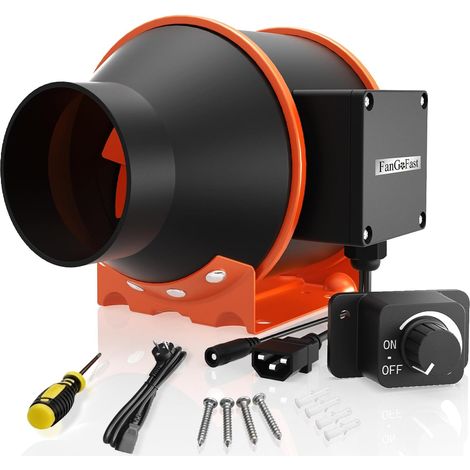 Extracteur d'air 100mm Réglable, 360m³/h Ventilateur extracteur d'air avec IEC Plug ent 1,5 m de Cordon d'alimentation pour VMC Salle de Bain, Bureau, Tentes de Plantation (1/5)