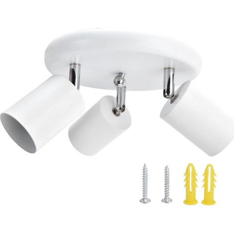 Support 3 Spots Luminaire GU10 Rotatif pour Plafond - Salon, Chambre, Centre Commercial - Blanc 85-265V