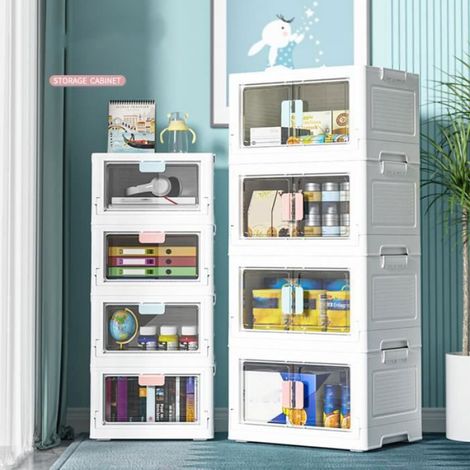 Armoire de rangement pliante transparente avec poulie - WIRLSWEAL - 40cm - Blanc - Femme - Adulte BOITE DE RANGEMENT (1/4)
