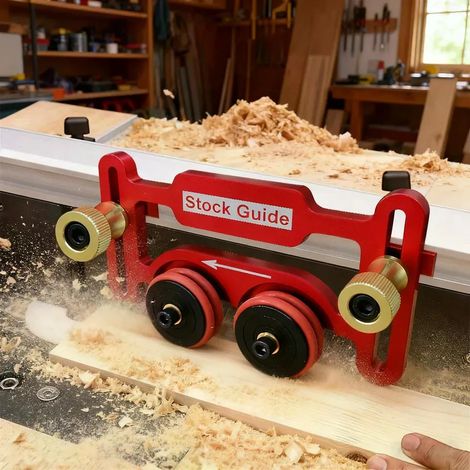 Guide Rouleau pour Scie sur Table, Double Roulement Réglable en Hauteur en Aluminium CNC avec Roues PU pour Travail du Bois (1/5)