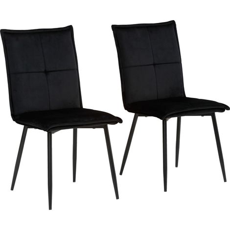 Mandy-Chaise de salle à manger en velours noir Set de 2 (1/5)