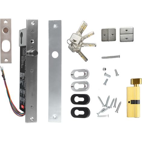 Serrure électrique à pêne Serrure mortaise 12V DC Aluminium Protection circuit Détection état pour porte bois verre (1/5)