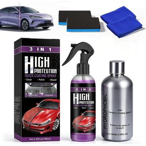 Polish Voiture 3 en 1 Efface Rayure et Kit Polissage Voiture High Protection, Lustrage Carrosserie Anti-Rayures Profondes avec Revêtement Céramique et Brillance Longue Durée - 200ml (1/5)