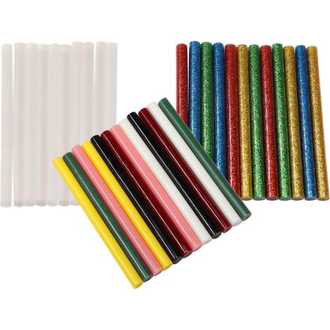 Klebestifte 32er Set transparent bunt Glitzer 7,2mm x 100mm Heißklebepistole Heißklebesticks (1/5)