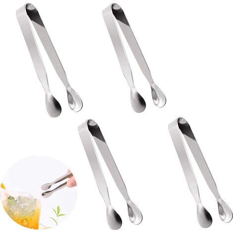 4pcs mini pinces à sucre en acier inoxydable pour glaçons Bar Pince à Glace Pince À Sucre Pinces À Servir De Mariage Convient pour les mariages restaurants cafés buffets (1/5)