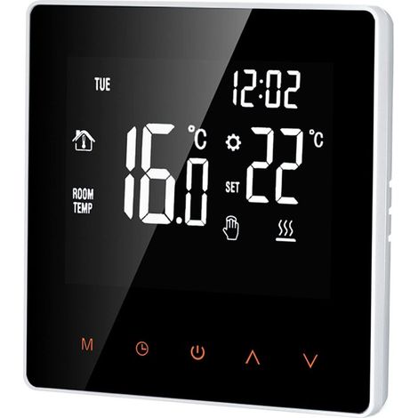 16A Digital Thermostat - LCD Display - Touch Screen - Programmable - For Home, School, Office, Hotel, White (1/5)