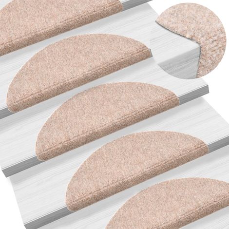 15 pcs Tapis d'escalier auto-adhésif, Tapis de marches, Marchettes D'escalier Poinçon aiguilleté Marron MKS79123 (1/5)