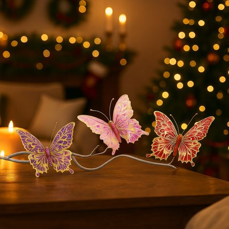 Farfalle decorative con clip, per composizioni floreali o addobbare l'albero, da 19 cm (1/4)
