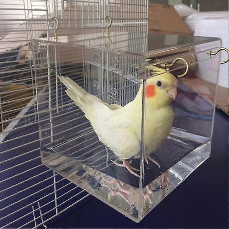 Spacieux bain d'oiseaux avec crochets de suspension - Idéal pour les perroquets (1/5)