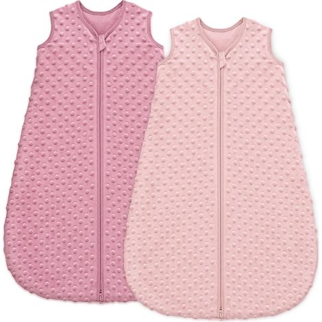 Gigoteuse 0-6 Mois Hiver Tog 1.5, lot de 2, Turbulette Hiver pour Bébé, Doublure 100% Coton Avec Tissu Polaire en Peluche pour Nouveau-né Garçons Filles 58-66cm Couleur Rose (1/5)
