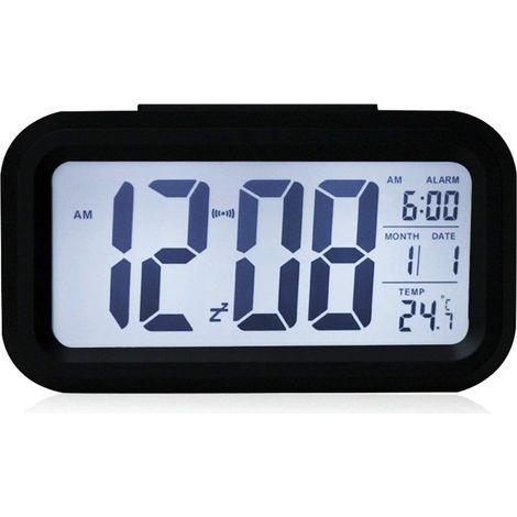 Réveil Numérique Sans Fil Sur Piles - Affichage Date Température Horloge 12/24 H - Capteur De Luminosité Intelligent - Pour Chambre Bureau Voyage - 1 Pièce (1/5)