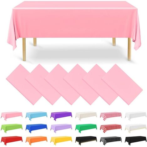 6er Pack Einweg Tischdecken Rosa 137x274 cm Wasserdicht für Partys & Feste
