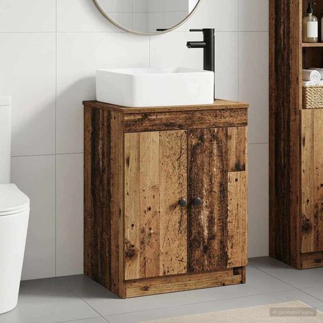 vidaXL Bathroom Furniture Set Old Wood Engineered Wood (1/5)