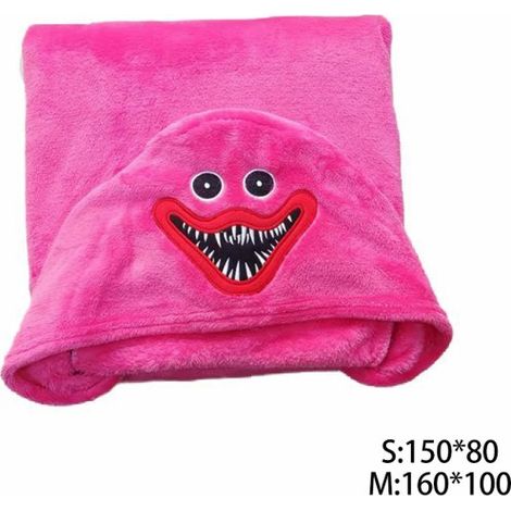 Ensemble de housse de coussin Huggy Wuggy Poppy Playtime, couverture polaire douce rose pour hiver, tapis de sol décoratif 150x200 cm (1/5)