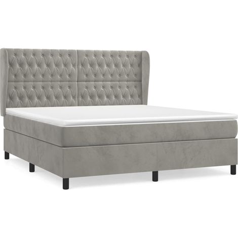 Maison Exclusive - Giroletto a Molle con Materasso Grigio Chiaro 180x200cm Velluto (1/5)