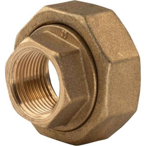 Messing Gewinde-Fitting  Abgangsverschraubung mit Flachdichtung 1 1/2" (DN32) mit Überwurf 3/4" (DN20) IG