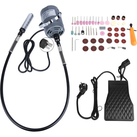 Lot de 53 pièces kit perceuse rotative électrique à vitesse variable avec pédale (prise UE) (1/5)