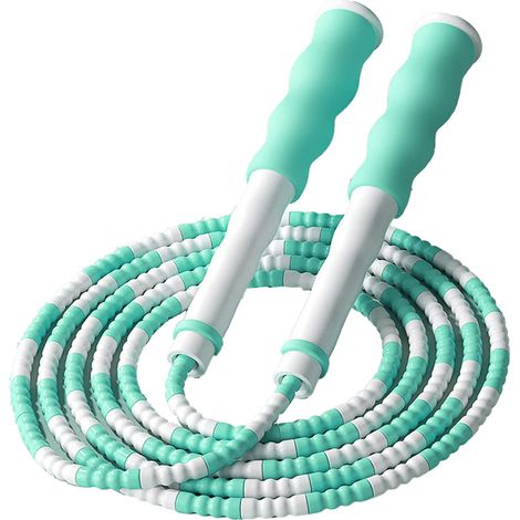 Corde à sauter bambou 2,8m réglable pour enfants, sport fitness, couleur verte, modèle étudiant (1/5)