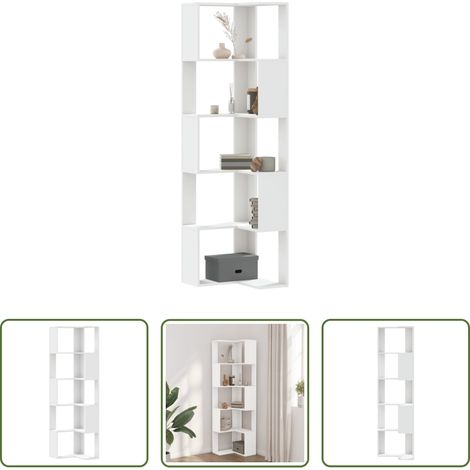 vidaXL Holzwerkstoff - Eck-Bücherregal 5 Böden Weiß 50x50x179 cm Holzwerkstoff (1/5)