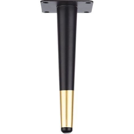 Piece (20 cm straight, tapered, black with gold) sofa legs, metal furniture legs, bathroom cabinet legs, TV stands, table legs